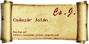 Császár Jolán névjegykártya